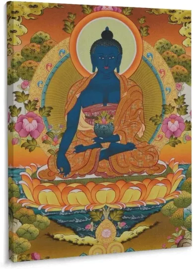 Discover Posters Tibetan Thangka Medicine Buddha Poster Canvas Painting Wall Art Poster