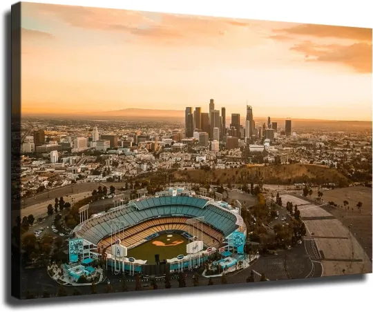Discover Los Angeles Dodger Stadium City Skyline Cityscape Poster Canvas Decorative