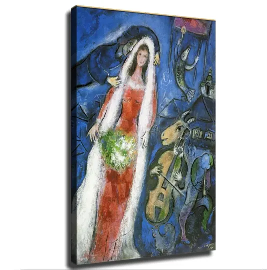 Discover La Mariee by Marc Chagall Poster Canvas Painting Print Wall Art for Living Room
