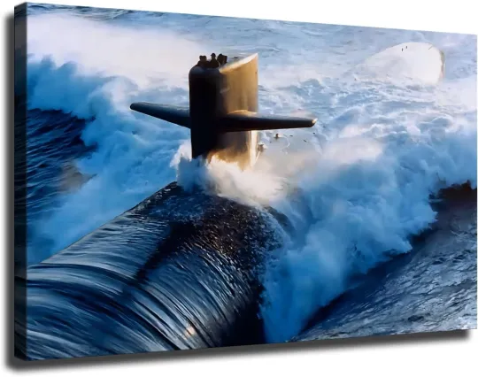 Discover The Ocean Submerging Submarine Canvas Poster Print Modern Wall Art Painting