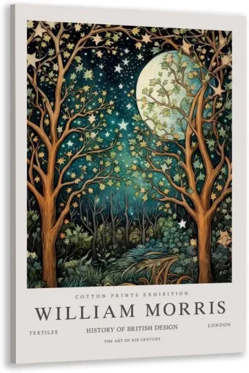 Discover William Morris Poster Vintage Wall Art Vintage Poster Moon and Stars Canvas