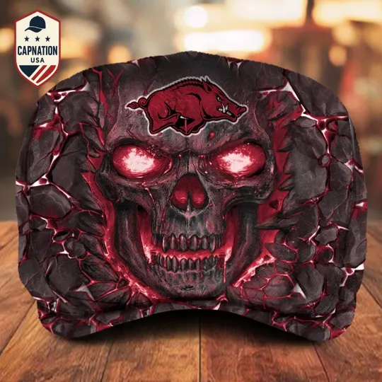 Discover Arkansas Team Razorbacks Jeff Cap Driving Cap Golf Cap Flat Cap Newsboy Cap M7