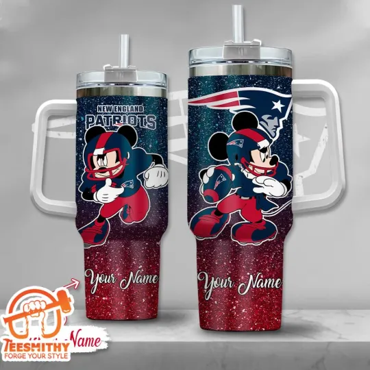 Discover Custom NewEngland Patriot Mickey Mouse Glitter Quencher Tumbler 40oz