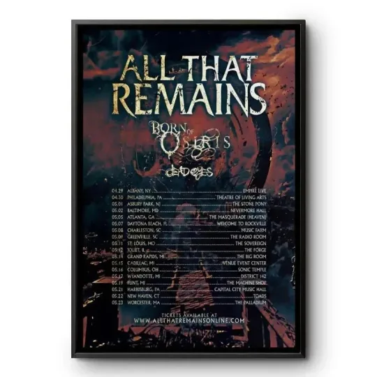 Discover HOT! All That Remains Born Of Osiris Tour 2026 Metal Concert Poster