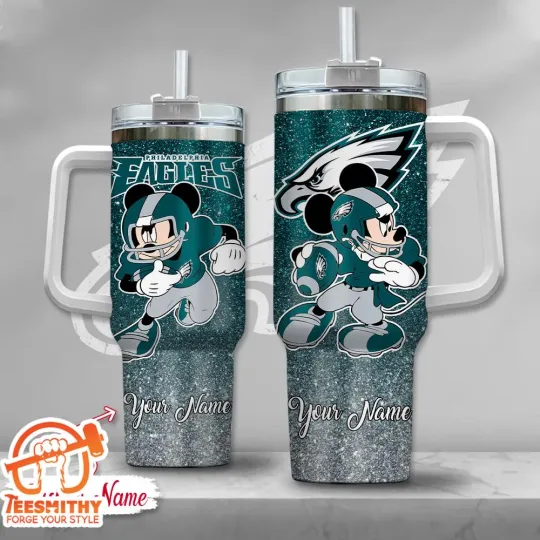 Discover Custom Philadelphi Eagle football Mickey Mouse Glitter Quencher Tumbler 40oz