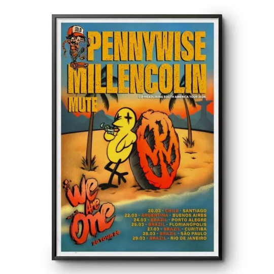 Pennywise Millencolin Tour 2026 Poster Punk Rock Print Rare Concert Art