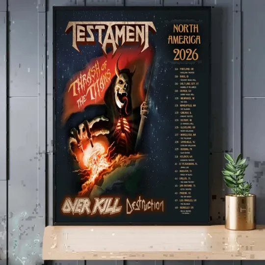 Discover Testament Thrash of the Titans North America Tour 2026 Poster