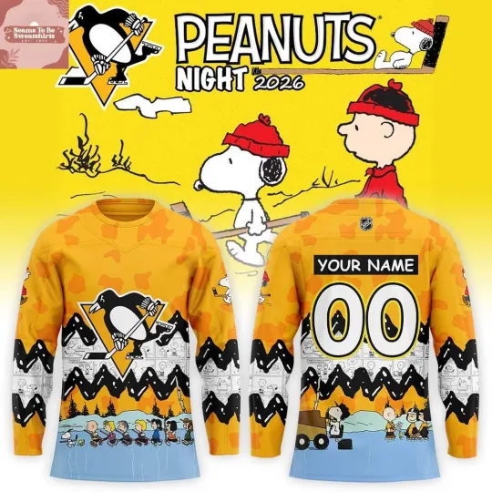 Discover Personalized Pittsburgh Penguins x Peanuts Night Men's Hockey Jersey