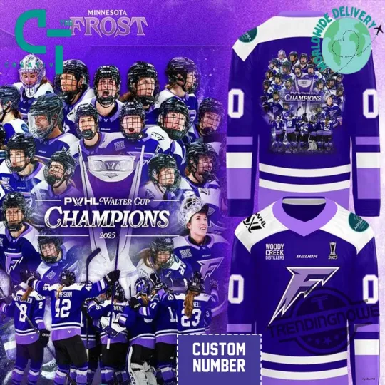 Discover Personalized Minnesota Frost Walter Cup Championship 2025 Men's Hockey Jersey