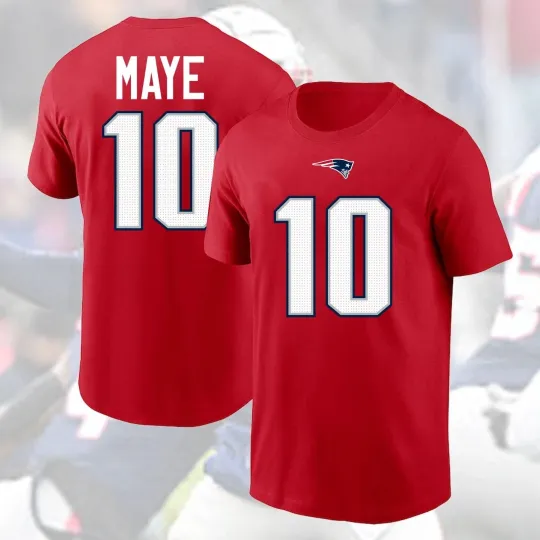 Discover Drake 1Maye NewEngland Patriot Name & Number Red Shirt S-5XL
