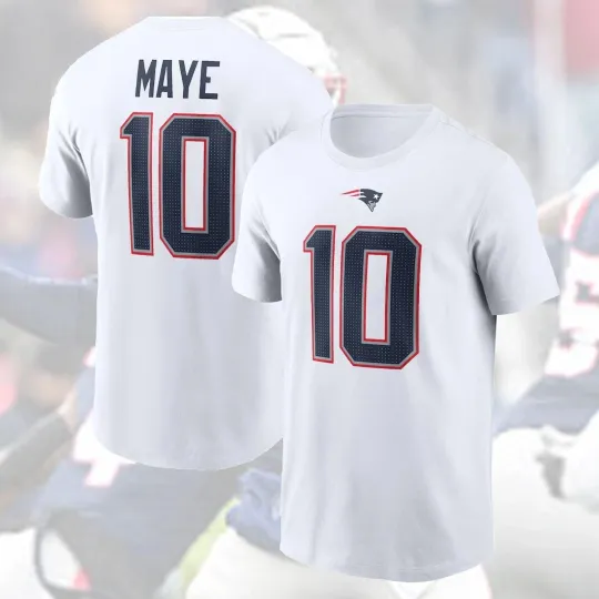Discover Drake 1Maye NewEngland Patriot Name & Number White Shirt S-5XL