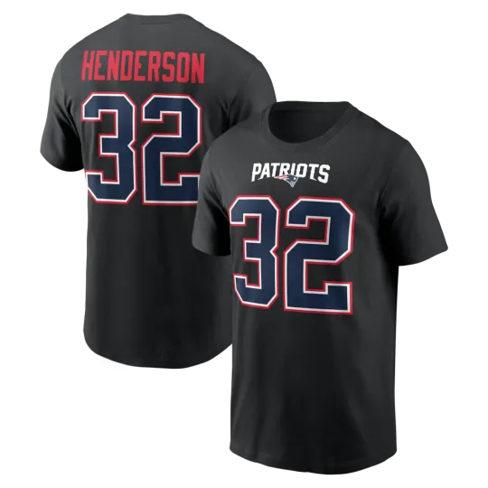 Discover Henderson Black NewEngland Patriot Carbon Name & Number T-Shirt S-5XL