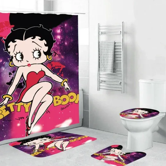 Discover Beautiful Betty Bop Printed Shower Curtain Sets, Cartoon Gift for Lovers