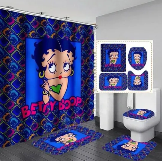 Print Betty Bop Cartoons Shower Curtain Shower Curtain Set