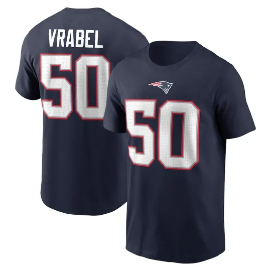 Discover Mike 1Vrabel Navy NewEngland Patriot Retired Player Name & Number T-Shirt S-5XL