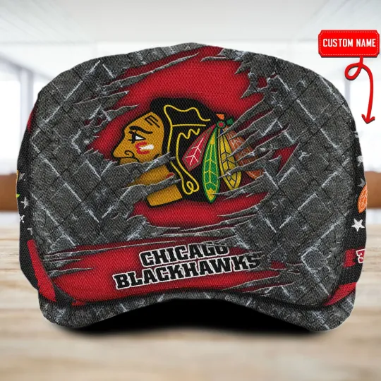 Discover Chica*go Team Black*hawks Jeff Cap Driving Cap Golf Cap Newsboy Cap Flat Cap