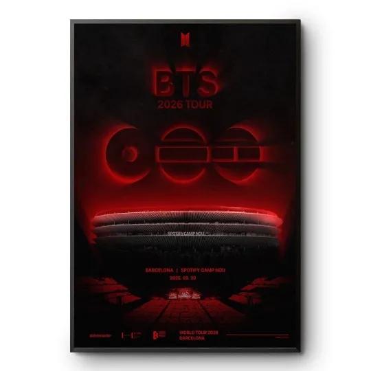 BTS World Tour 2026 Barcelona Concert Poster Kpop Music Wall Art