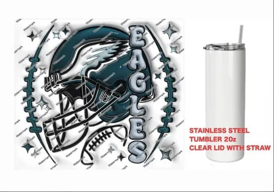 Discover EAGLES    -  PUFFY 3D football HELMET Tumbler 20 oz Stainless Steel