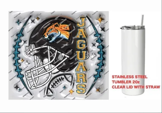 Discover JAGUARS      -  PUFFY 3D football HELMET Tumbler 20 oz Stainless Steel