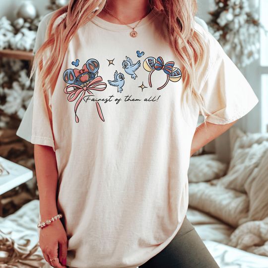 Discover Comfort Color Fairest of Them All Disney Shirt, Snow White Inspired Tee, Fairytale Princess Top, Cute Disney Birds T-Shirt Magical Park Tee