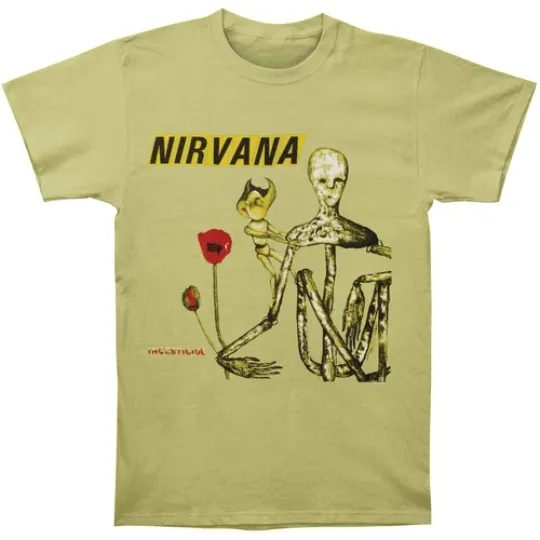 Discover Men's Nirvana Incesticide Album Slim Fit T-shirt Medium Celery
