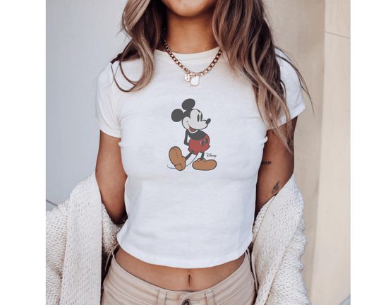 Discover Retro Mickey Disney Baby Tee, Classic Mickey Baby Tee, Magic Kingdom Shirts, Classic Mickey Baby Tee, Y2k 90s Style Mickey Mouse Tee