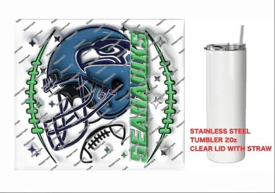 SEAHAWKS  -  PUFFY 3D football HELMET Tumbler 20 oz Stainless Steel
