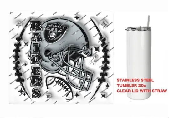 Discover RAIDERS    -  PUFFY 3D football HELMET Tumbler 20 oz Stainless Steel
