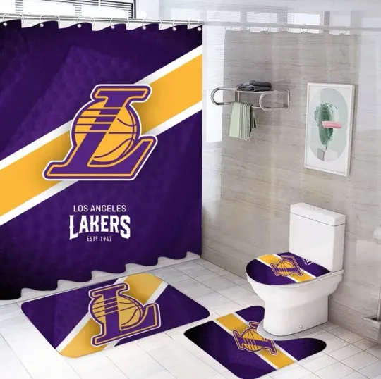 Discover Basketball Sport Lakers Shower Curtain bathroom set