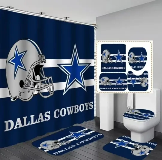 Discover 4PCS Sports Shower Curtain Set American Football Bathroom set