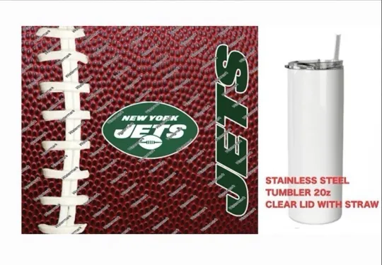 Discover JETS   - Pig skin Football - Tumbler 20 oz Stainless Steel