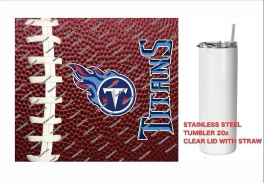 Discover TITANS  - Pig skin Football - Tumbler 20 oz Stainless Steel