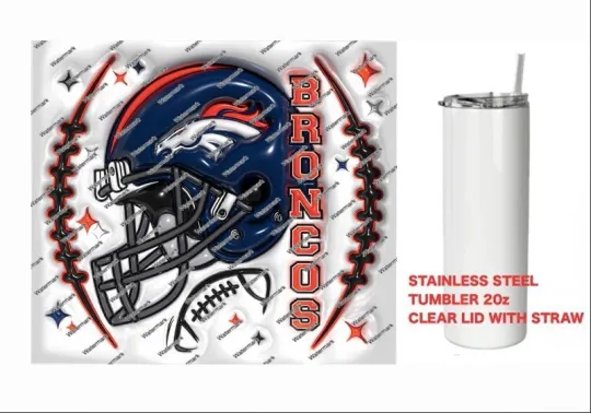 BRONCOS     -  PUFFY 3D football HELMET Tumbler 20 oz Stainless Steel