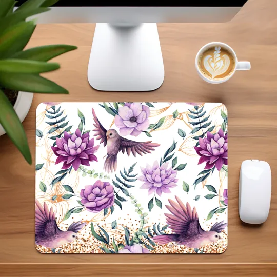 Discover Purple Hummingbirds Mouse Pad for Home Office