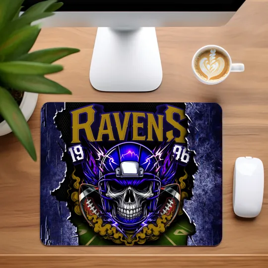 Discover Baltimore Ravens Skull Football Team Mouse Pad for Home Office