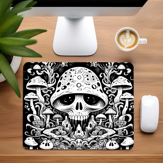 Discover Mushroom Skull Mouse Pad for Home Office