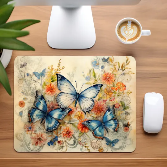 Discover Vintage Butterflies Mouse Pad for Home Office
