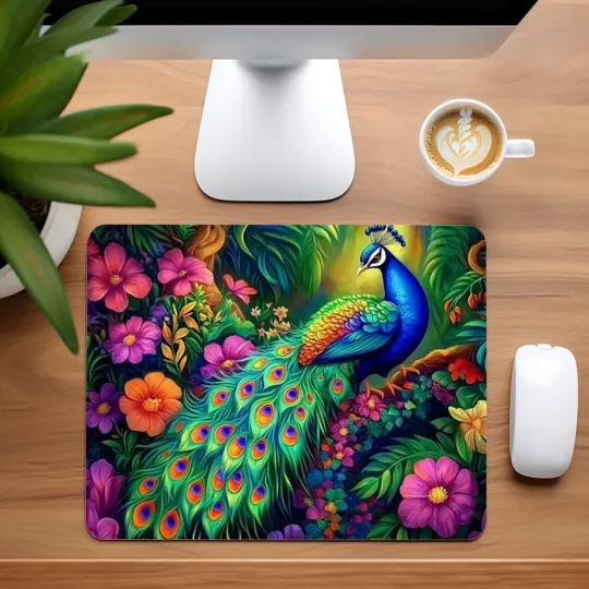 Discover Peacock Mouse Pad for Home Office
