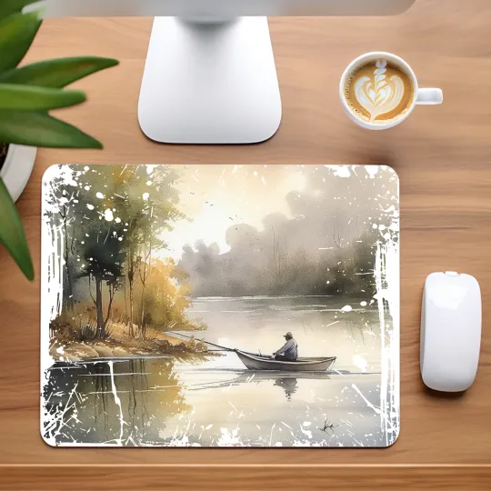 Discover Lake Fishing Mouse Pad for Home Office