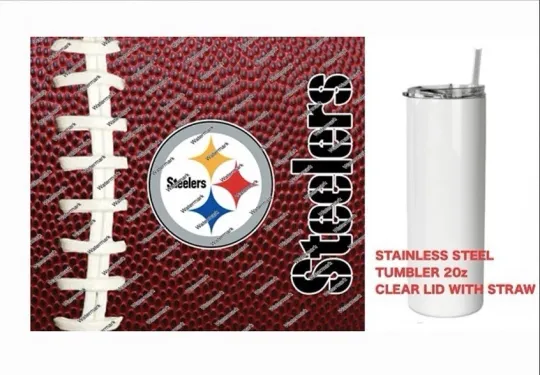 Discover Steeler  - Pig skin Football - Tumbler 20 oz Stainless Steel