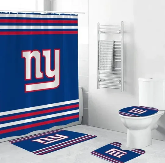 Discover 4pcs American Football Team Flag Giants Shower Curtain Bathroom set