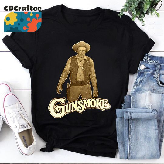 Discover Gunsmoke James Arnes Anime Cowboy T-Shirt, Gunsmoke Shirt, Gunsmoke Movies Shirt, Cowboy Shirt, Vintage Shirt
