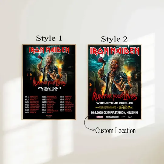 Discover Iron Maiden Run For Your Lives World Tour 2025-2026 Poster