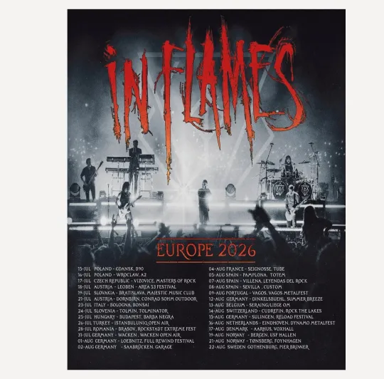 Discover In Flames European Summer Tour 2026 Poster
