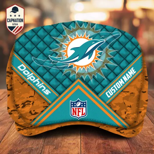 Discover Miami Team Dolphins Jeff Cap football Jeff Cap football Driving Cap football Golf Cap Flat Cap