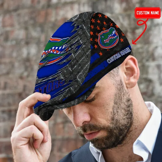 Discover Florida Team Gator*s Jeff Cap NCAA Jeff Cap Newsboy Flat Golf Driving Hat