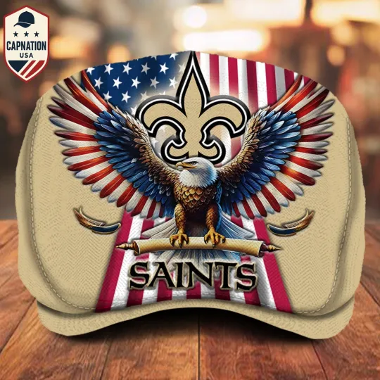 New-Orleans-Saints Jeff Cap Newsboy Cap Driving Cap Flat Cap Golf Cap For Men