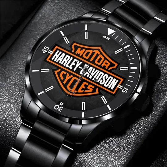 Discover Harley Motor Racing Davidsonn Motorcycle Black Stainless Steel Watch For Men