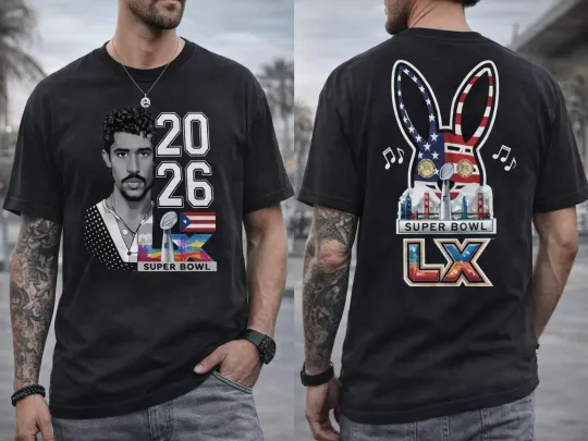 Discover Bad Bunny x Super Bowl LX 2026 T-Shirt, Puerto Rico Music Shirt, Gift For Fans.