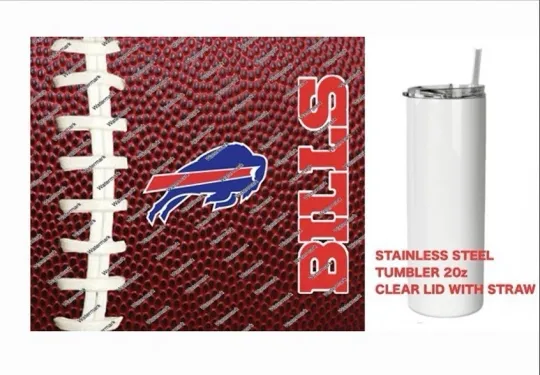 Discover BILLS   - Pig skin Football - Tumbler 20 oz Stainless Steel